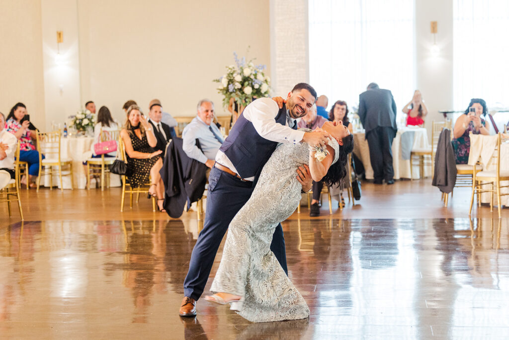Groom dancing with his mother during wedding reception at Wyndham Newport Hotel in Rhode Island.
