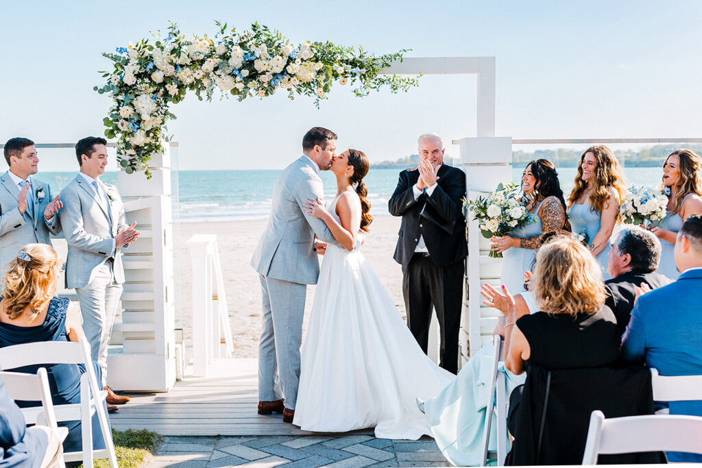 Newport Beach House wedding ceremony by the ocean in Newport Rhode Island