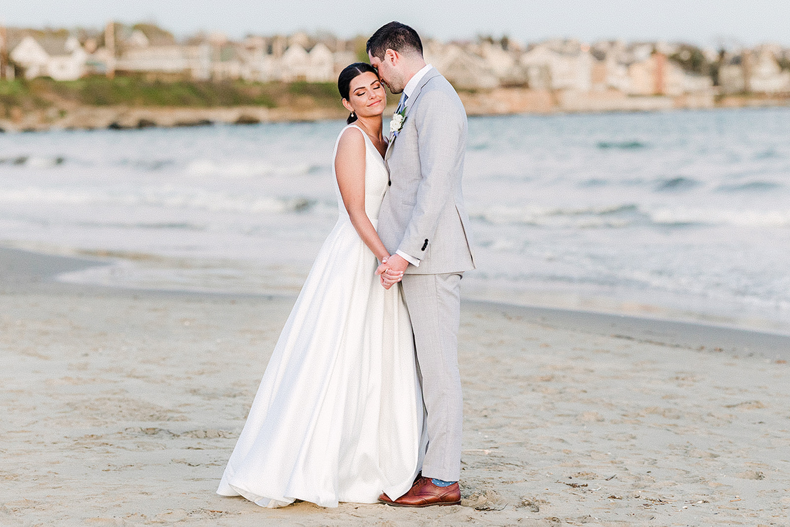 Newport Beach House romantic wedding portrait by the ocean in Newport Rhode Island