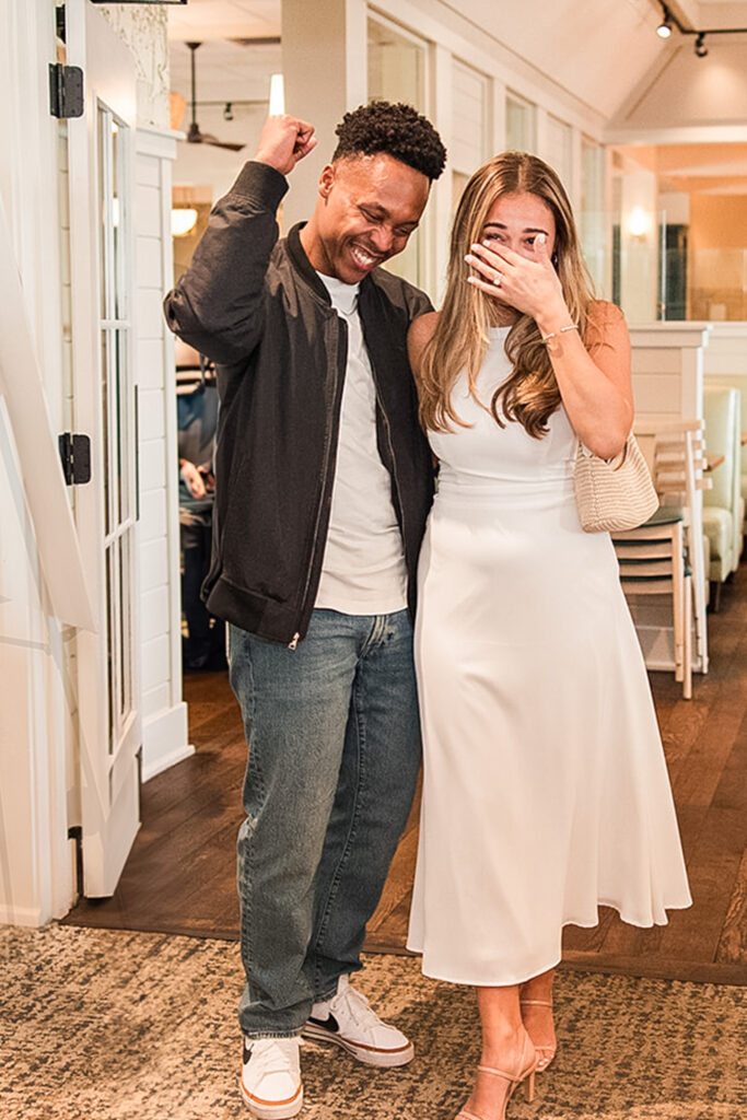 surprise engagement celebration at Celeste in Narragansett Rhode Island with friends and family